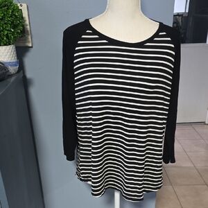 Black and White Striped Women's Top